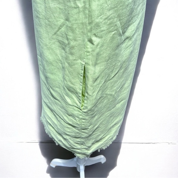 🌻TOMMY BAHAMA Two Palms Ruffle Linen Shift Dress In Green | Size Small - Picture 6 of 12
